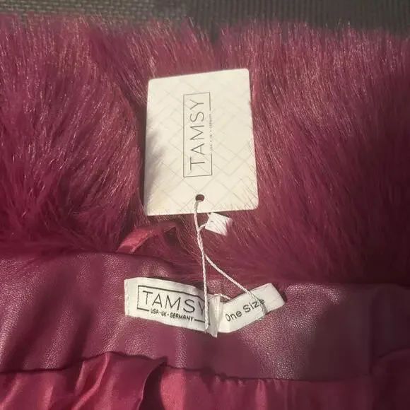 New Tamsy Purple Ruana/Cape/Cardigan/Faux Fur trim One Size Fits Most New NWT - Picture 2 of 5